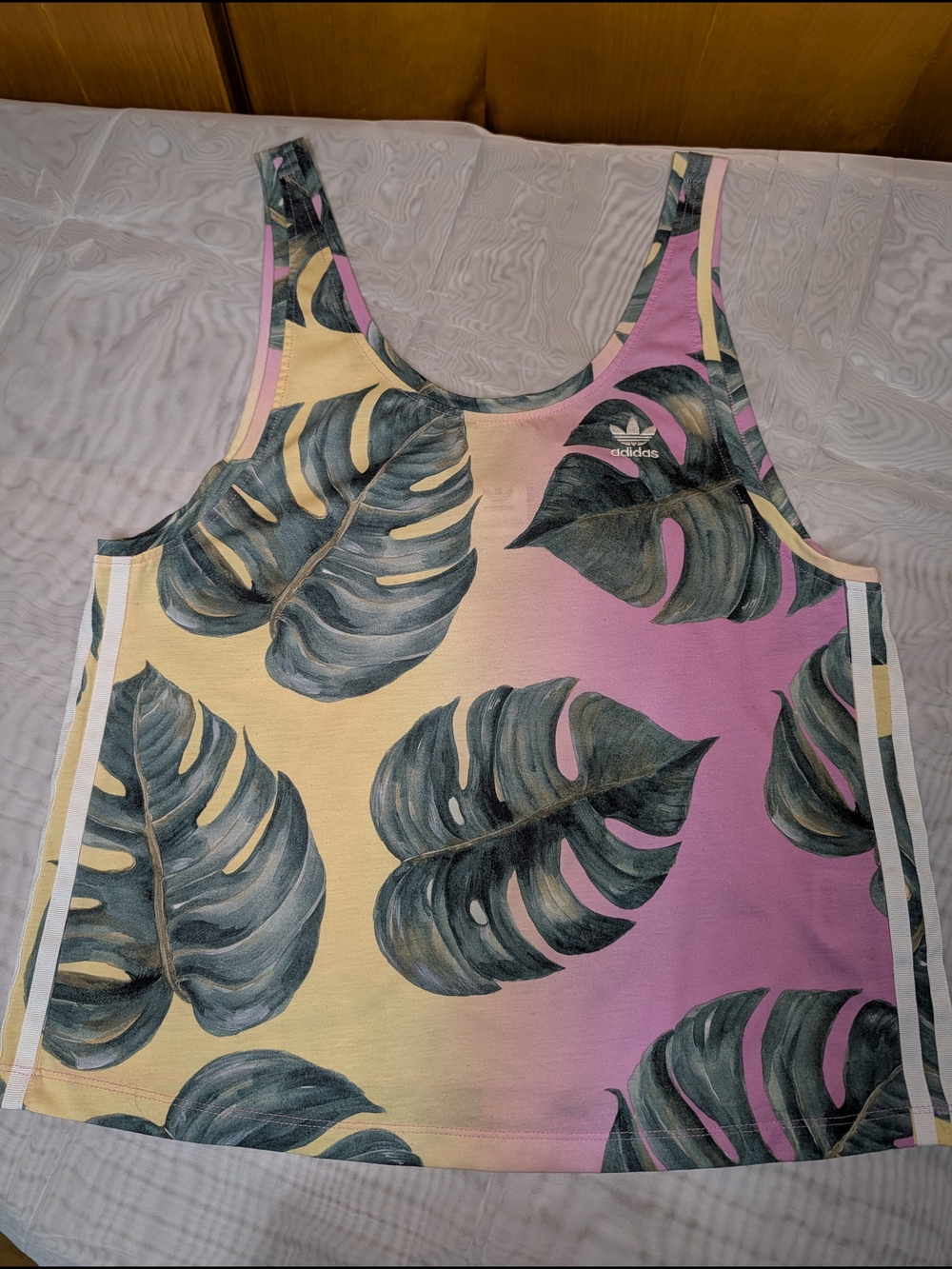 Adidas Tropical Leaf Tank Top in Yellow & Pink